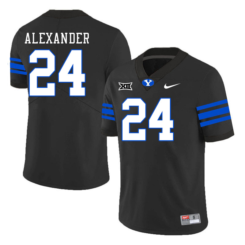 Men #24 Therrian Alexander BYU Cougars College Football Jerseys Stitched Sale-Black